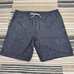 Club Monaco Linen Beach Shorts Mens 2XL Blue Drawstring Elastic Waist Casual